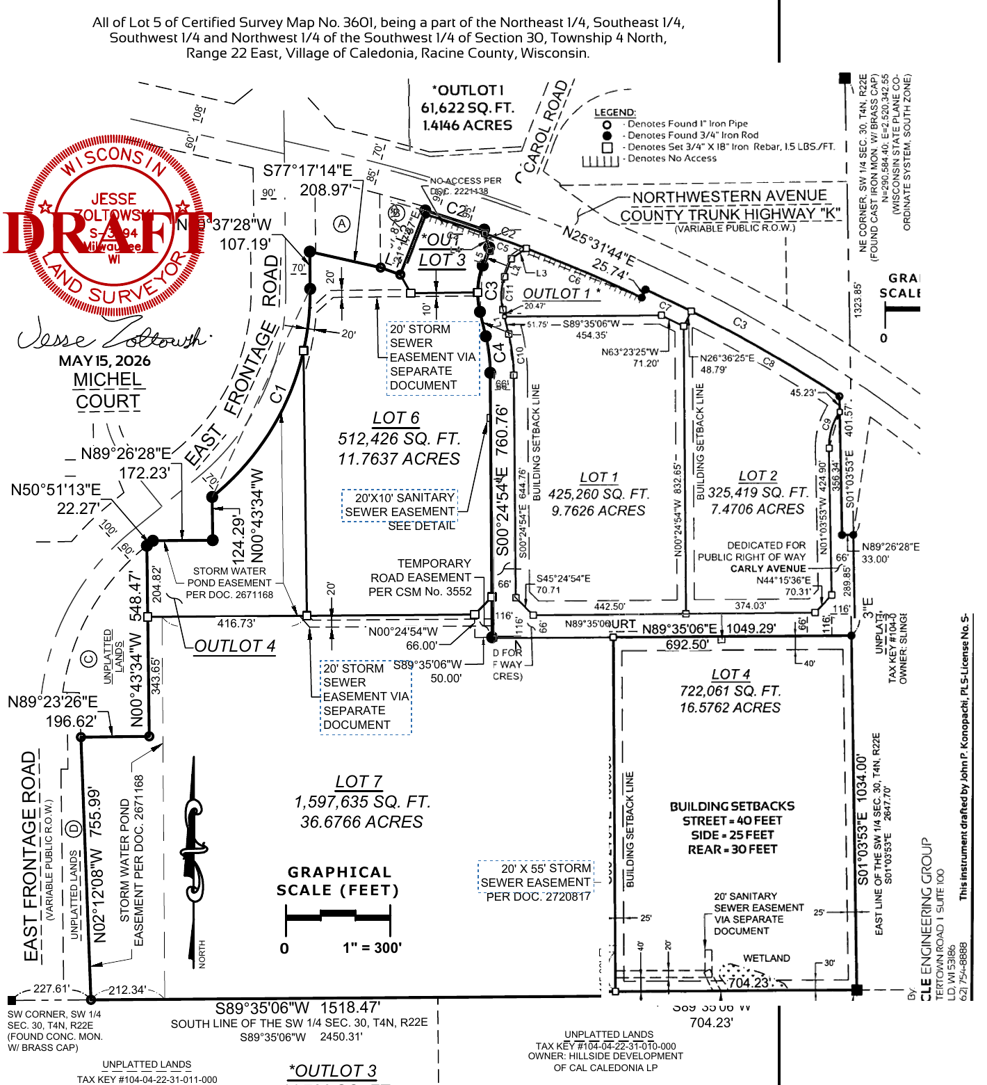 Caledonia Corporate Park — all lots, stitched from recorded CSMs